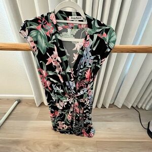 Tommy Bahama Black Dress with Pink Floral Pattern
